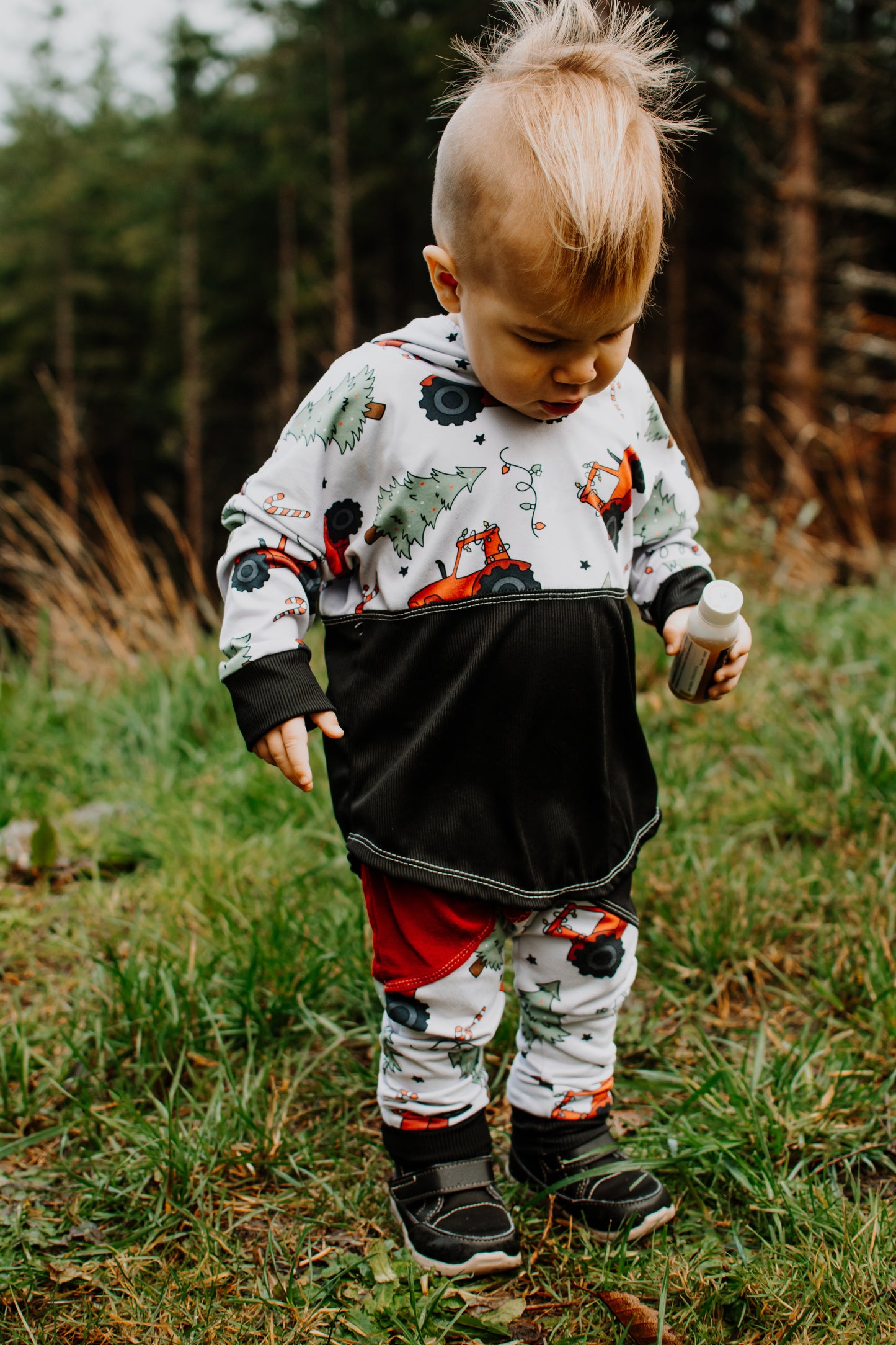 Colorblock LS & patchy joggers (select your fabric)