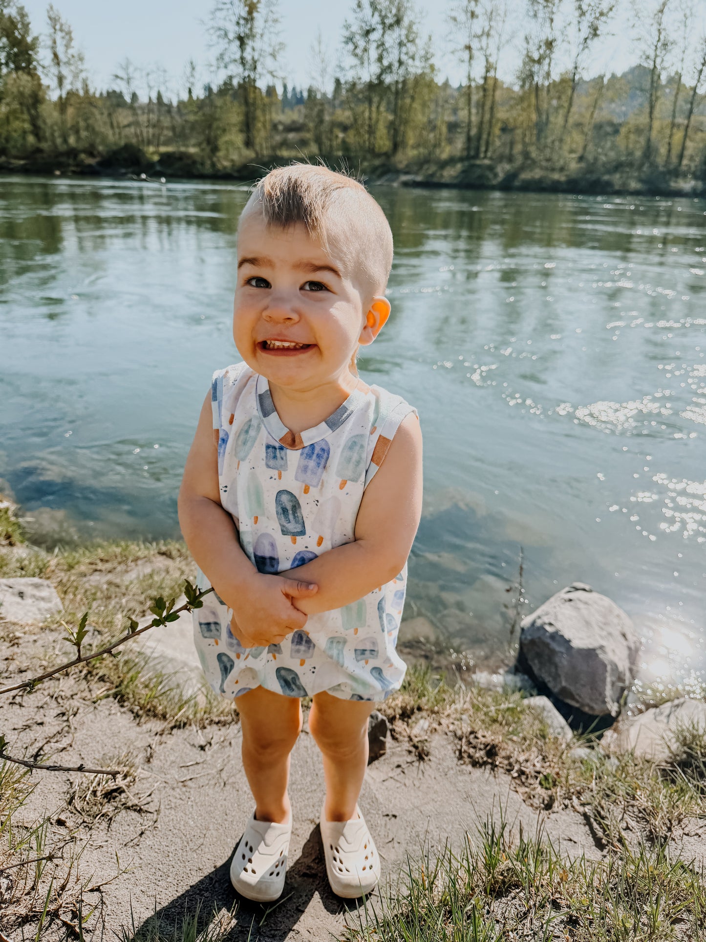Plum Bubble Romper (elastic around legs)