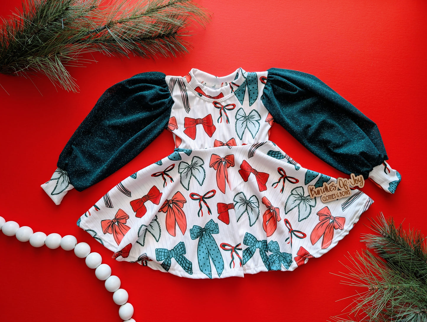 Twirl dress with bishop sleeves