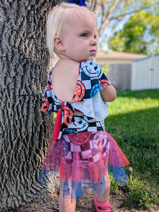 Tie back top with Bell shoulders
