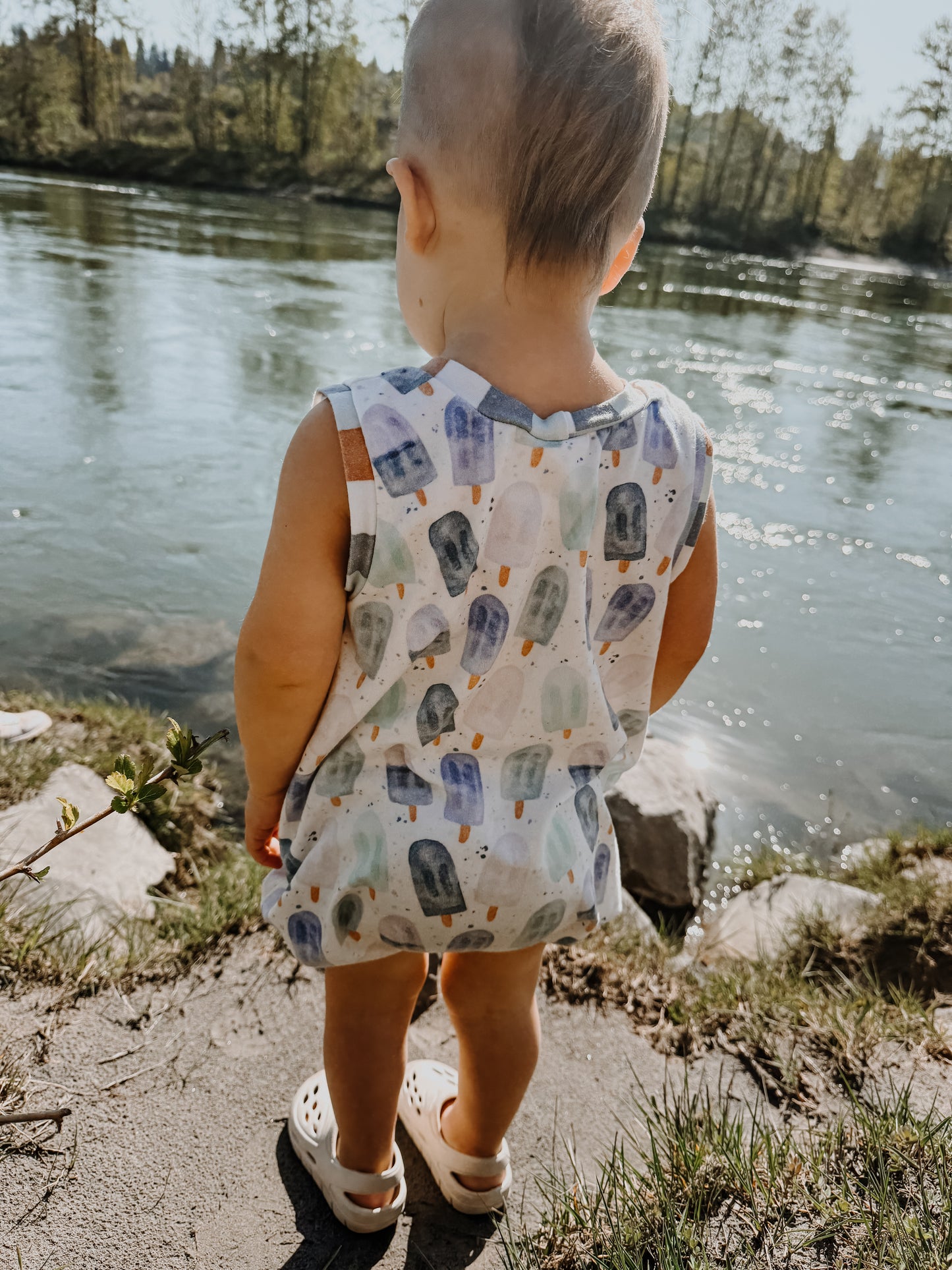 Plum Bubble Romper (elastic around legs)