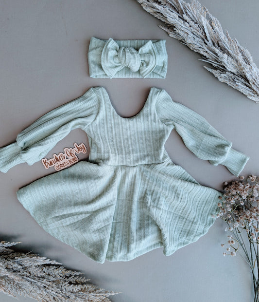 12/18 skirted romper with bishop sleeves