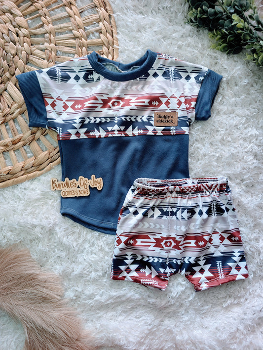 18/24 colorblock tee & shorts